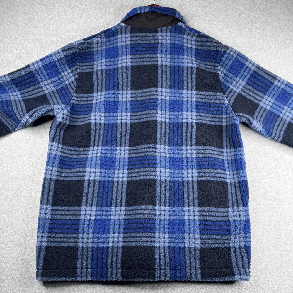 Quiksilver Sherpa Full Zip Sweatshirt Jacket Mens L Blue Plaid Warm Pockets New - Picture 9 of 14